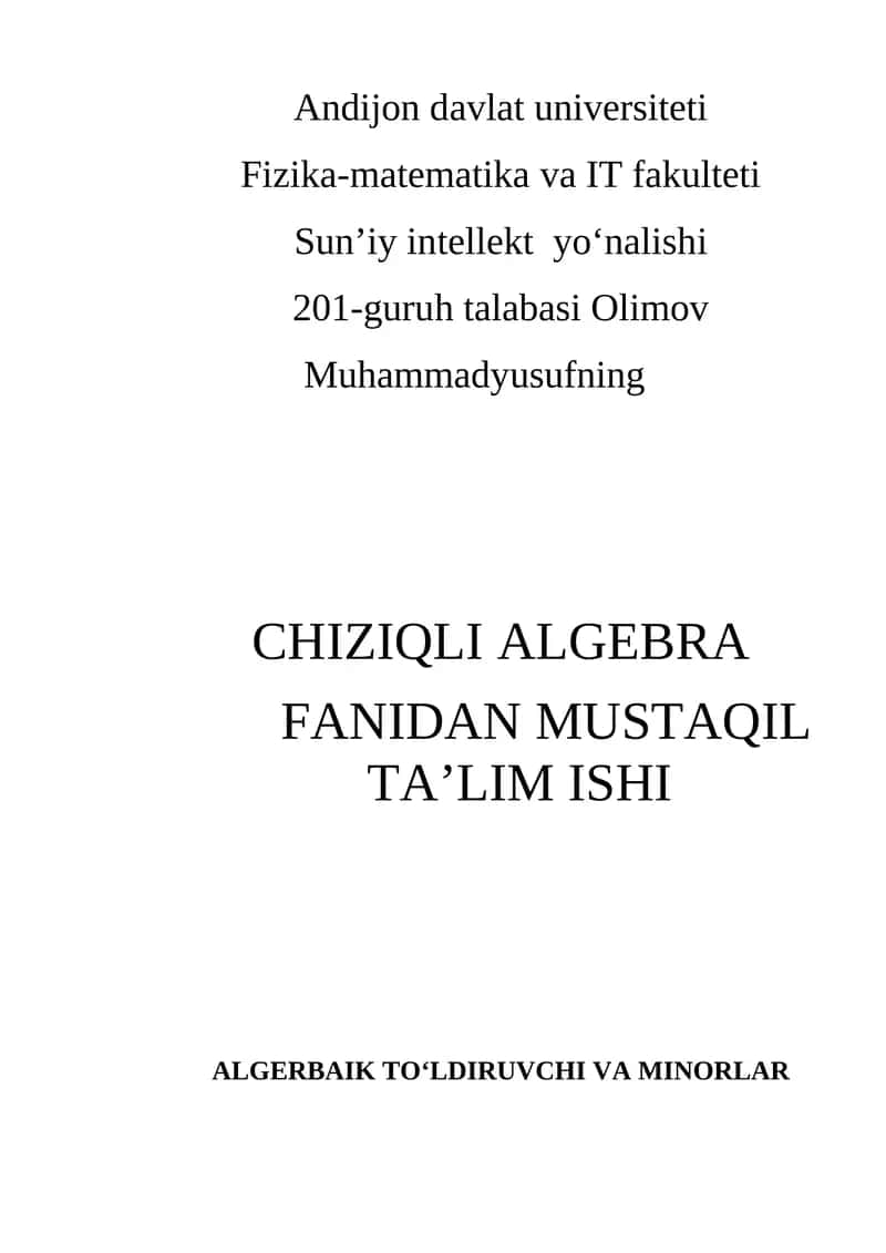 CHIZIQLI ALGEBRA