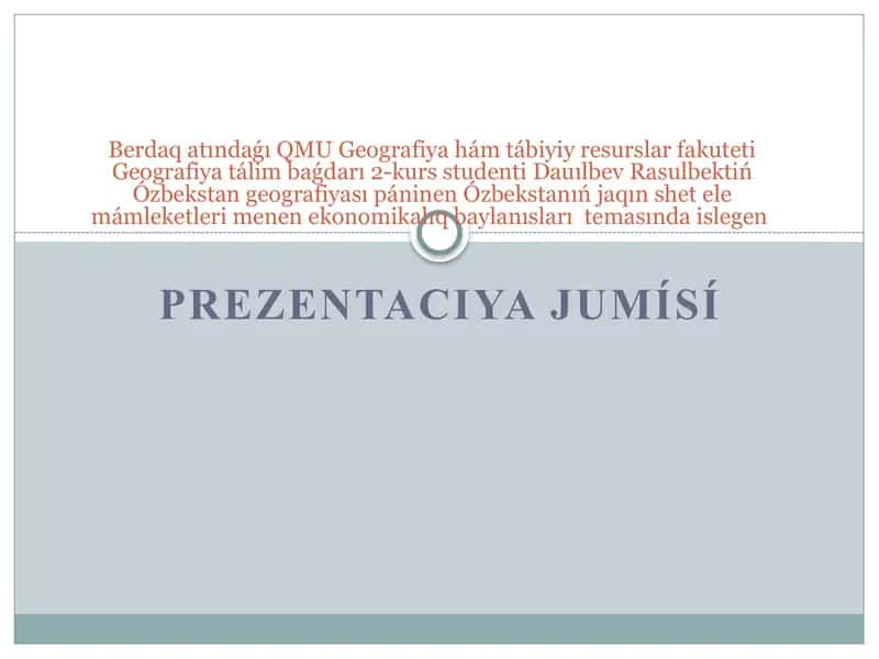 QMU Geografiya hám tábiyiy resurslar fakuteti Geografiya tálim baǵdarı