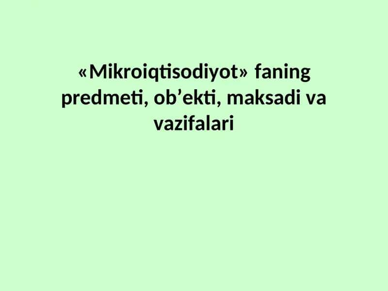Mikroiqtisodiyot