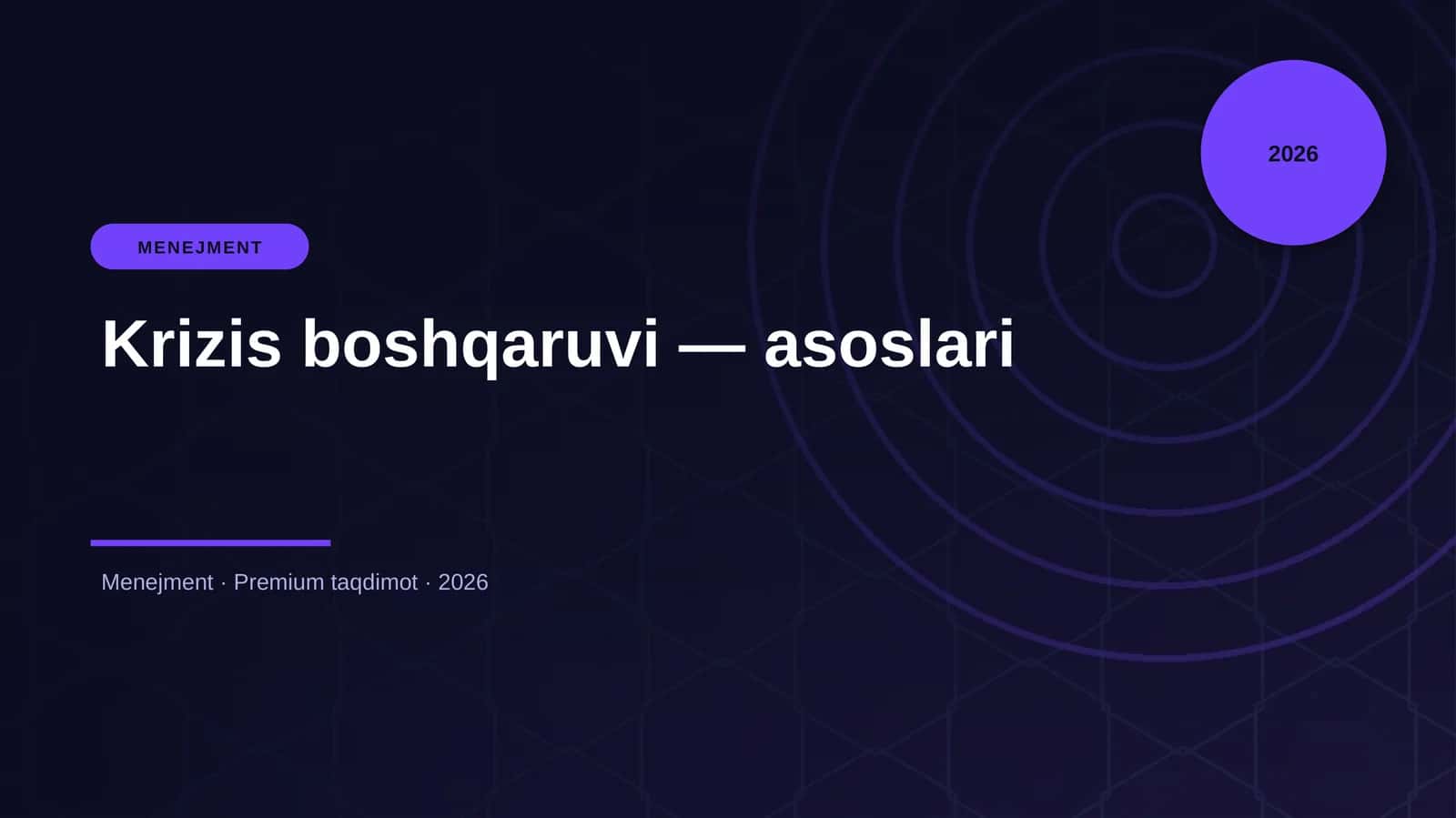 Krizis boshqaruvi — asoslari