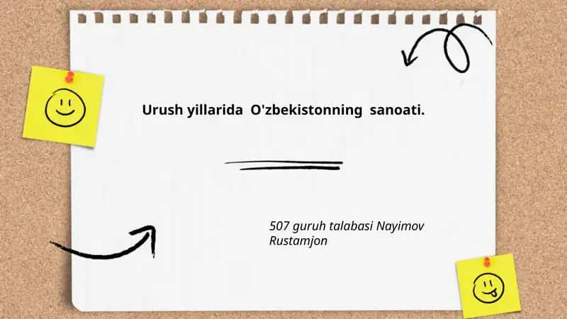 Urush yillarida O'zbekistonning sanoati