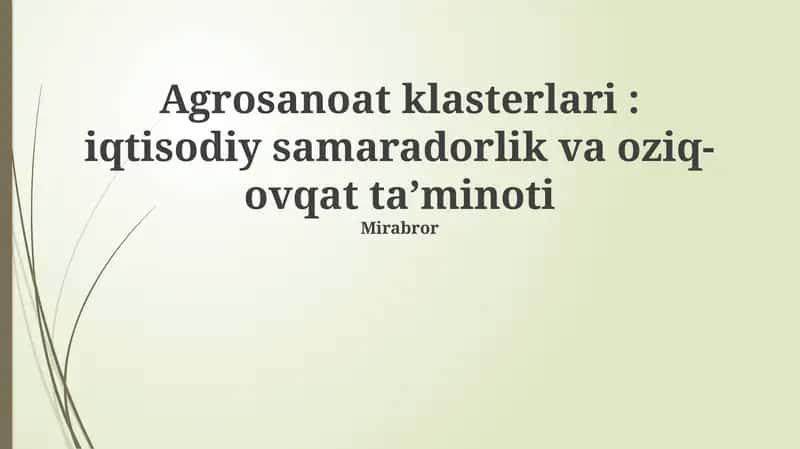 Agro-sanoat klasterlari