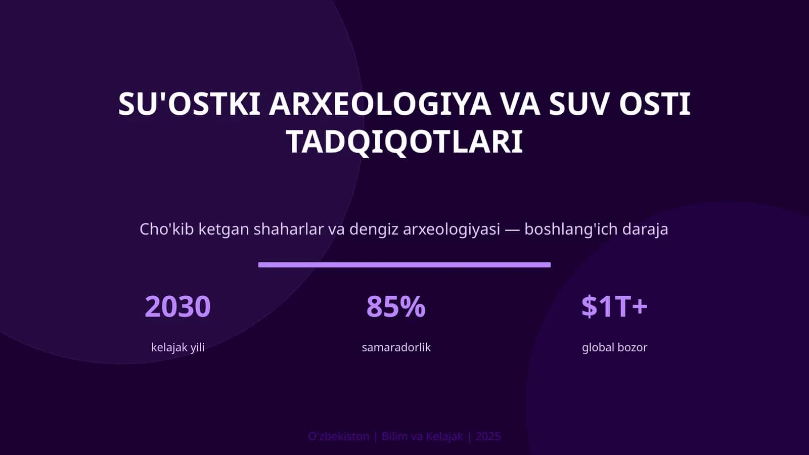 SU'OSTKI ARXEOLOGIYA VA SUV OSTI TADQIQOTLARI