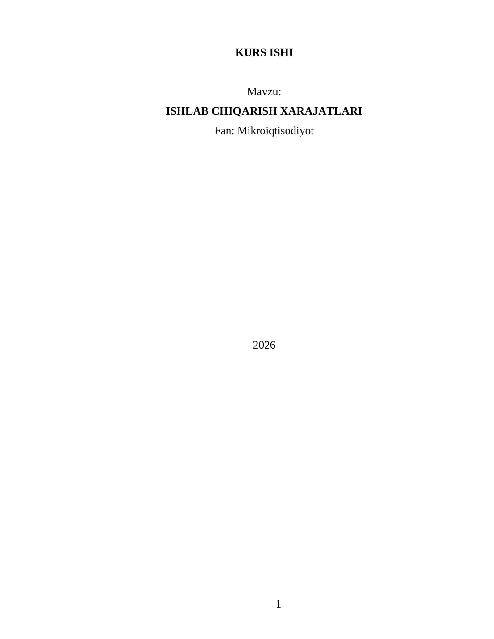 ISHLAB CHIQARISH XARAJATLARI