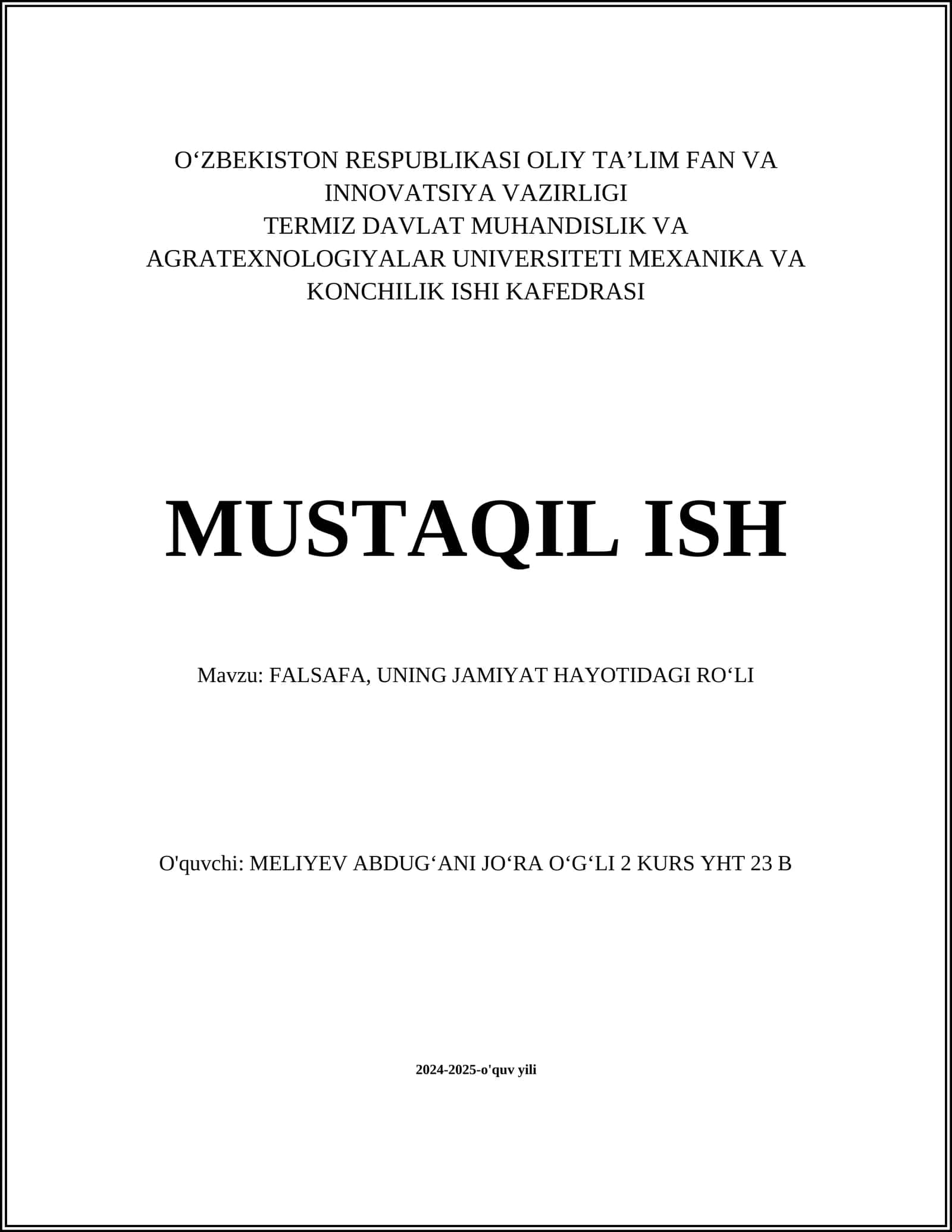FALSAFA, UNING JAMIYAT HAYOTIDAGI RO‘LI
