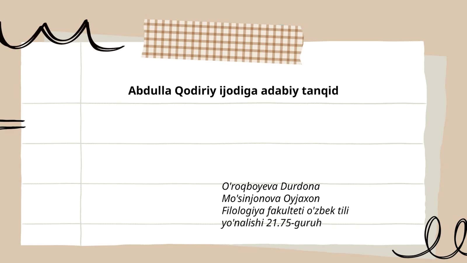 Abdulla Qodiriy ijodiga adabiy tanqid