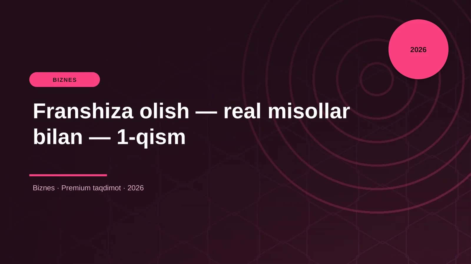 Franshiza olish — real misollar bilan — 1-qism