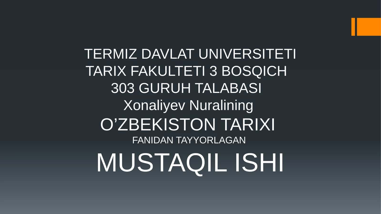O'ZBEKISTON TARIXI