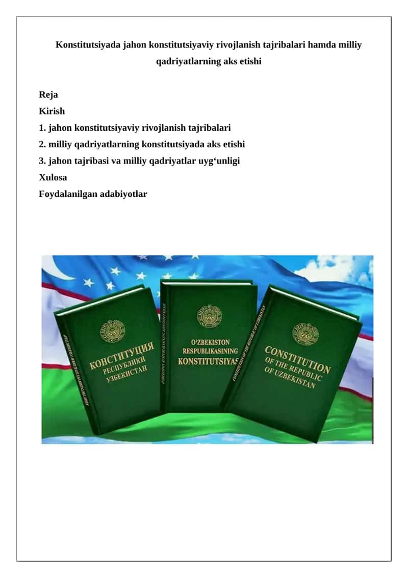 O‘zbekiston Respublikasi Konstitutsiyasi