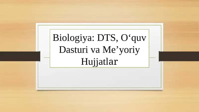 DTS,O‘quvDasturivaMe’yoriyHujjatlar