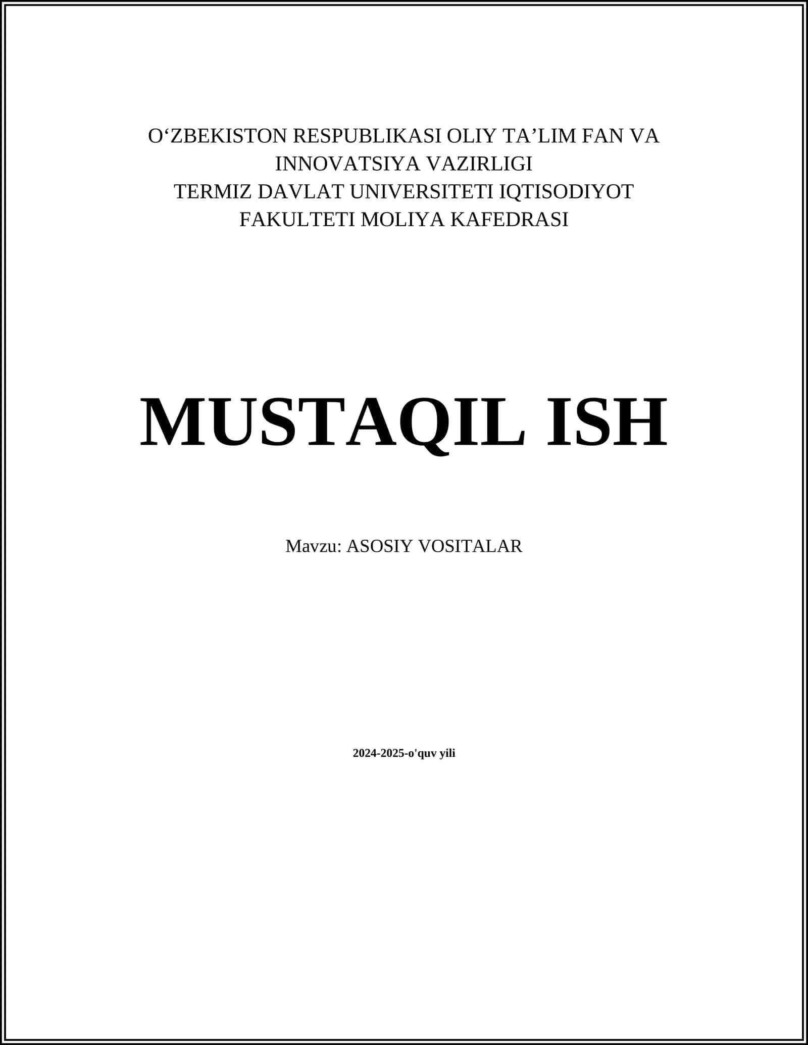 ASOSIY VOSITALAR