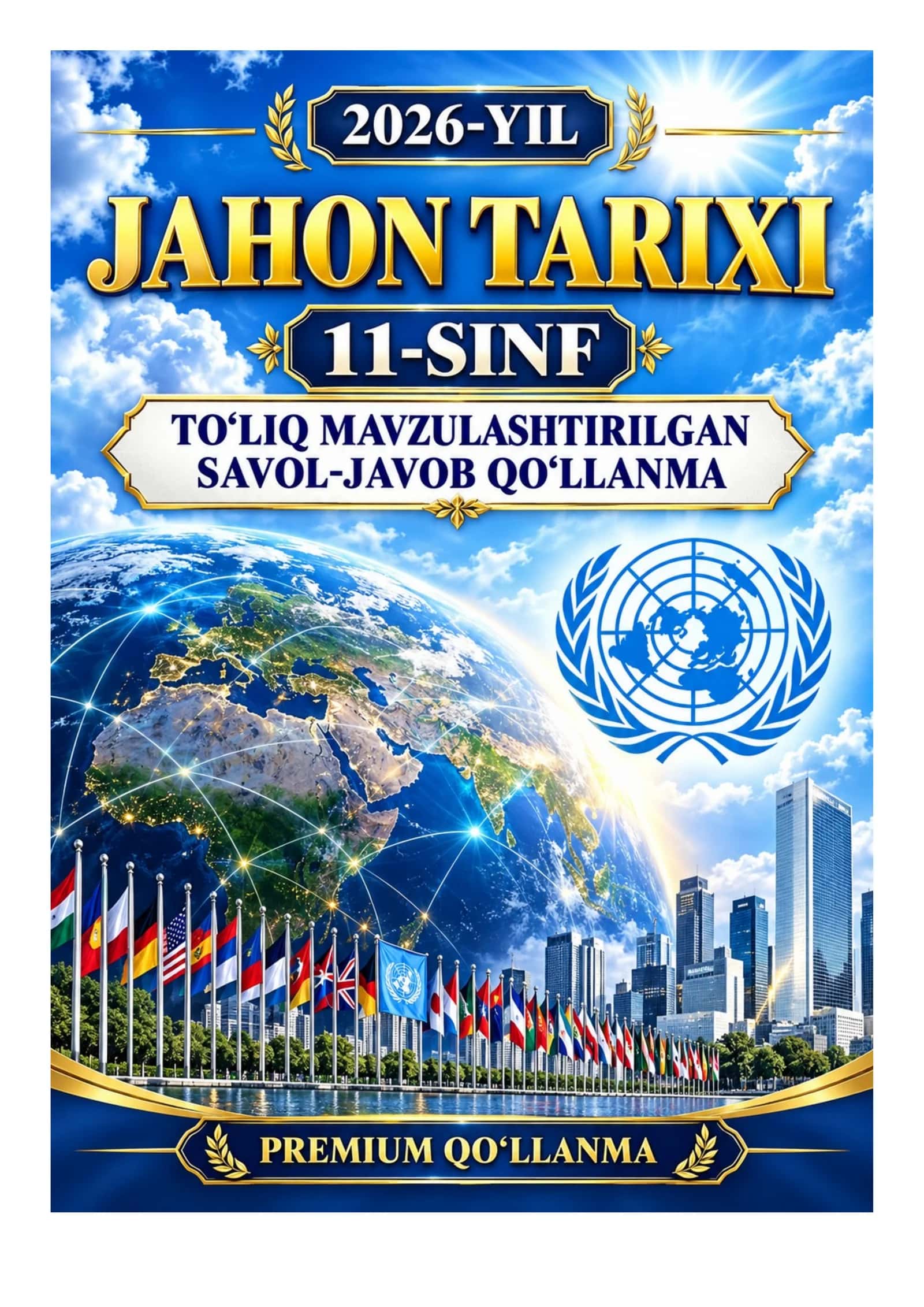 📘 11-SINF JAHON TARIXI | 2586 TA MAVZULASHTIRILGAN SAVOL-JAVOB | 255 BETLIK PREMIUM QO‘LLANMA | 2026