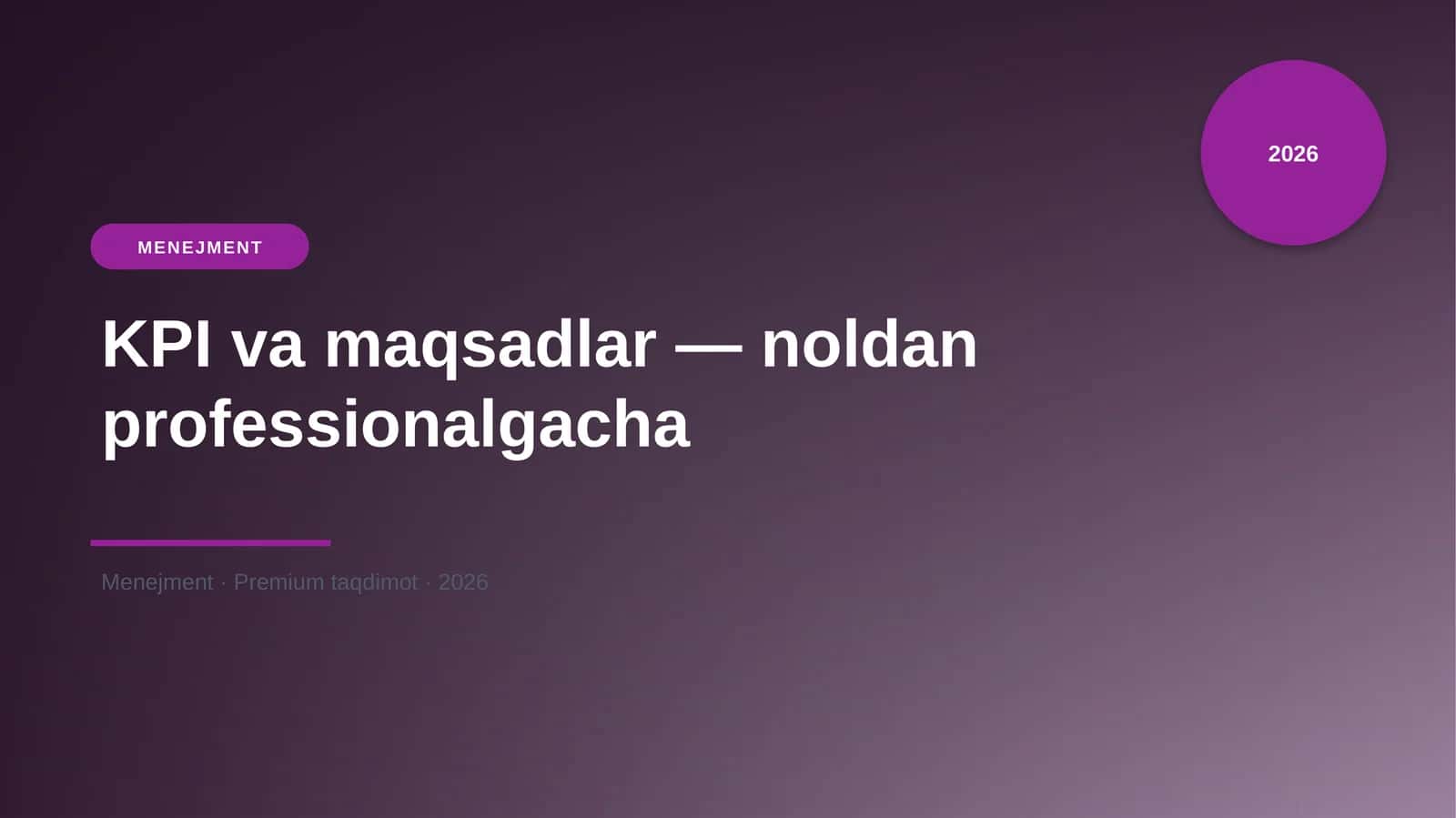 KPI va maqsadlar — noldan professionalgacha