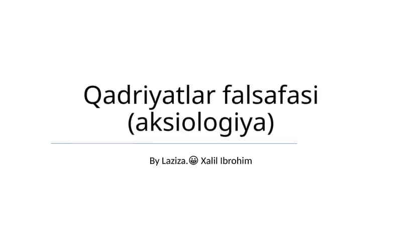 Qadriyatlar falsafasi (aksiologiya)