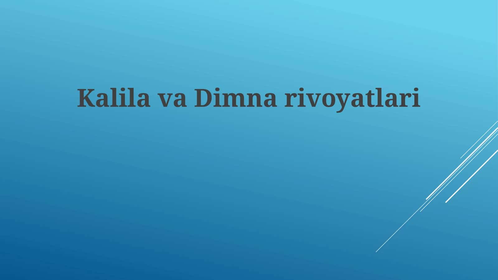 Qalila va Dimna hikoyalari tarixi