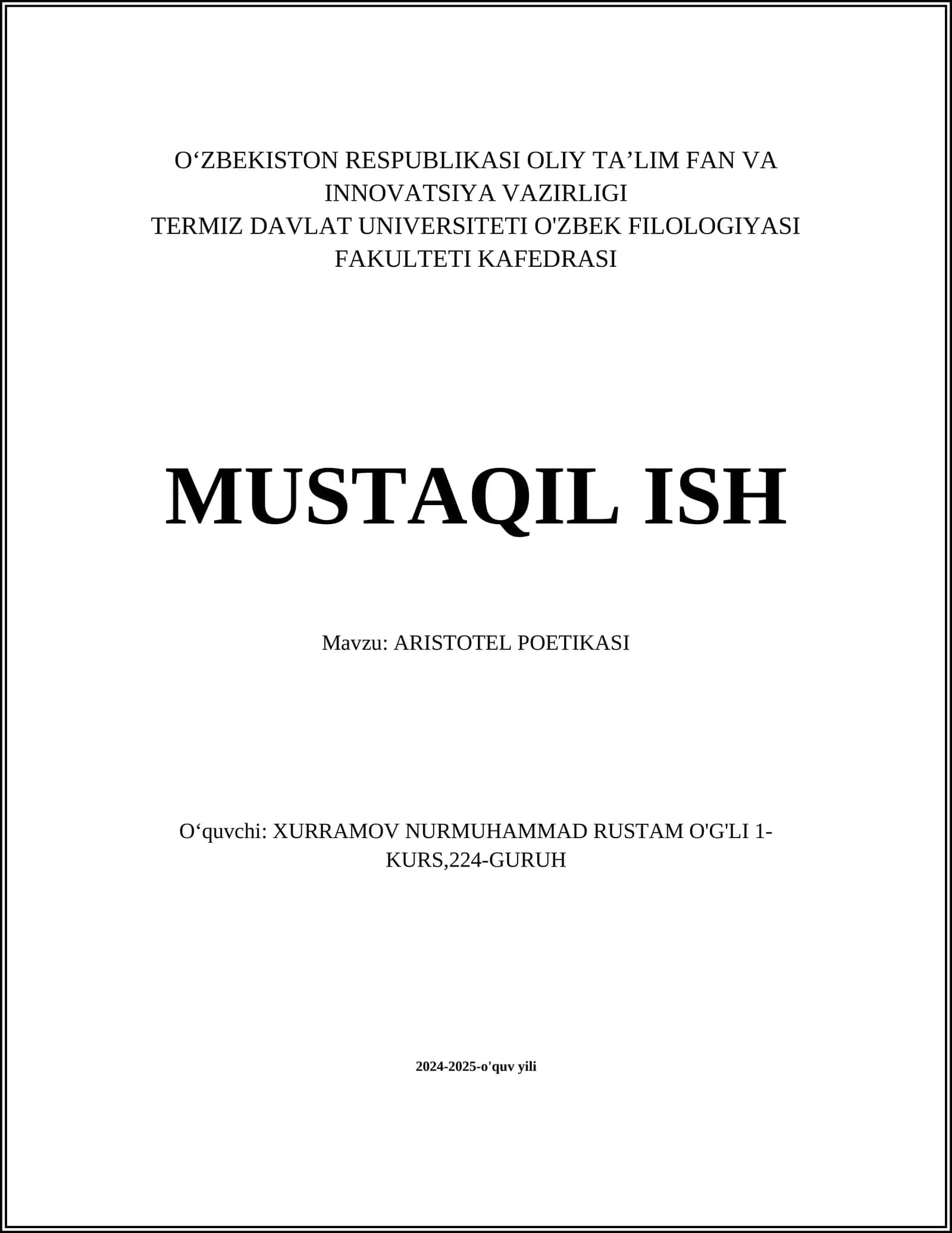 ARISTOTEL POETIKASI