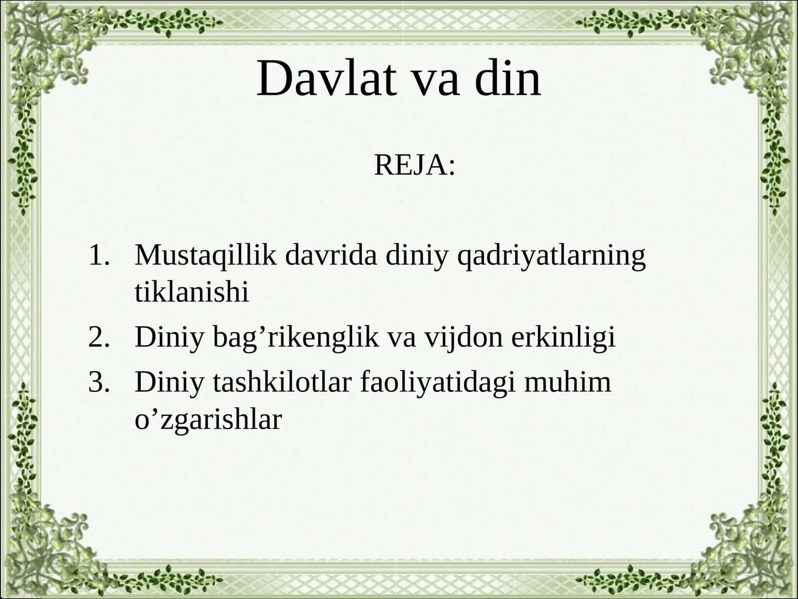 Davlat va din