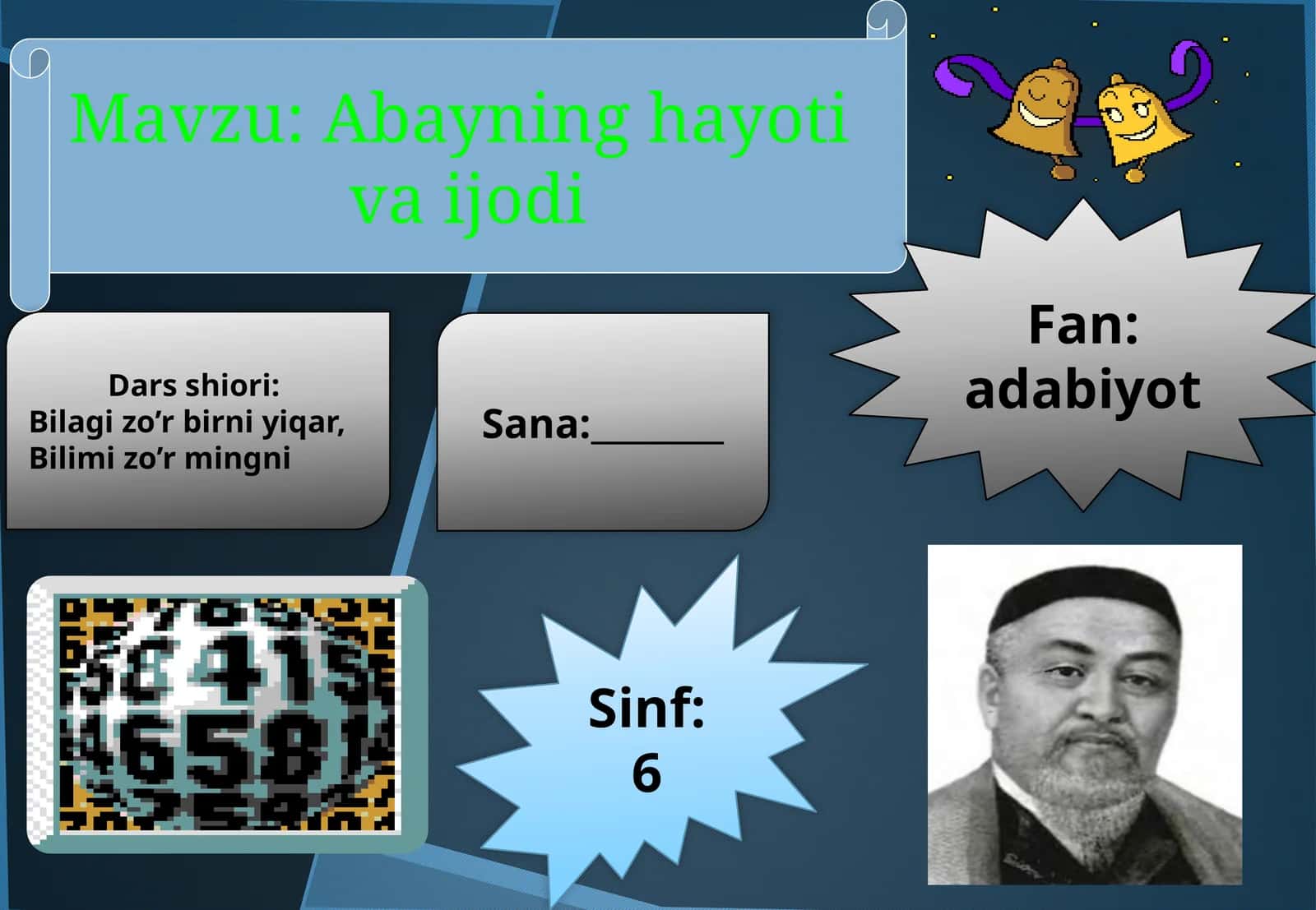 6-sinf Adabiyot fanidan Abayning hayoti va ijodi dars ishlanma va taqdimotlar