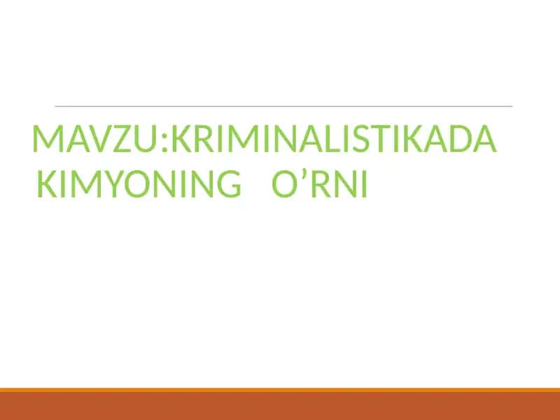 Kriminalistikada kimyoning o'rni