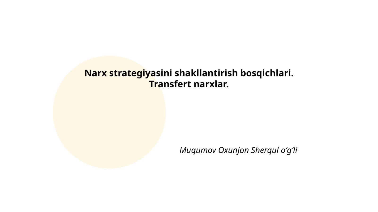Transfer narxlashning huquqiy asoslari