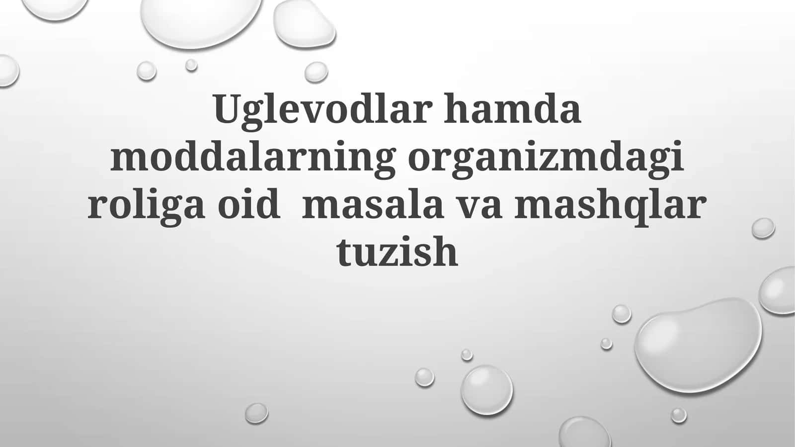 Tanadagi uglevodlar