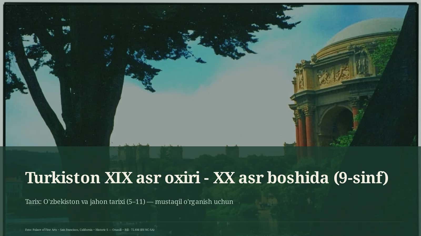 Turkiston XIX asr oxiri - XX asr boshida (9-sinf)