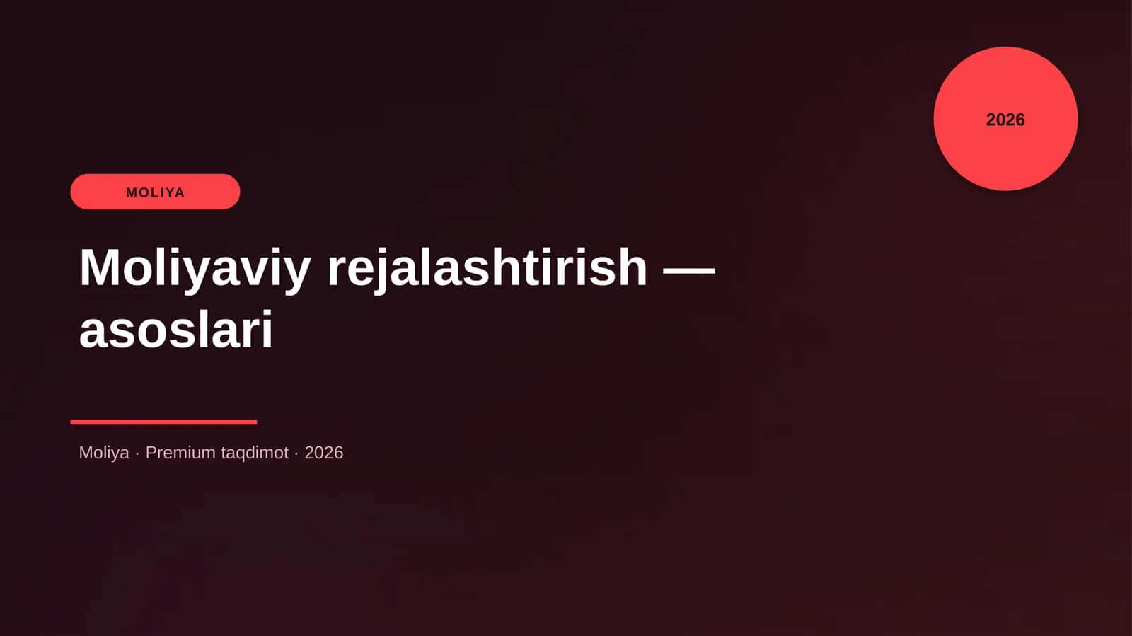 Moliyaviy rejalashtirish — asoslari