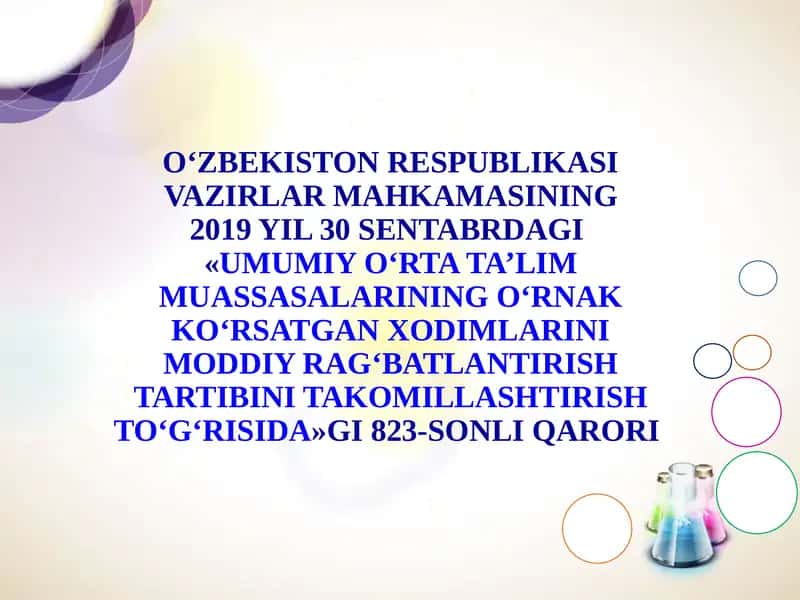 Umumiy o‘rta ta’lim muassasalarining o‘rnak ko‘rsatgan xodimlarini moddiy rag‘batlantirish tartibini takomillashtirish to‘g‘risida