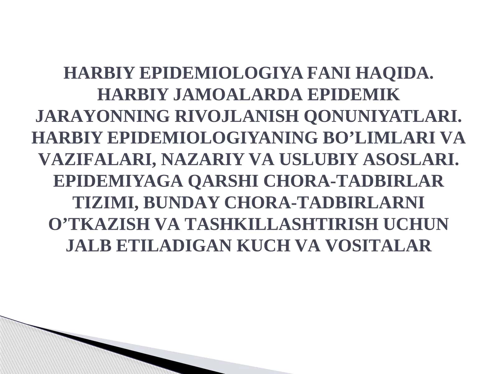Harbiy Epidemiologiya Faniga Kirish