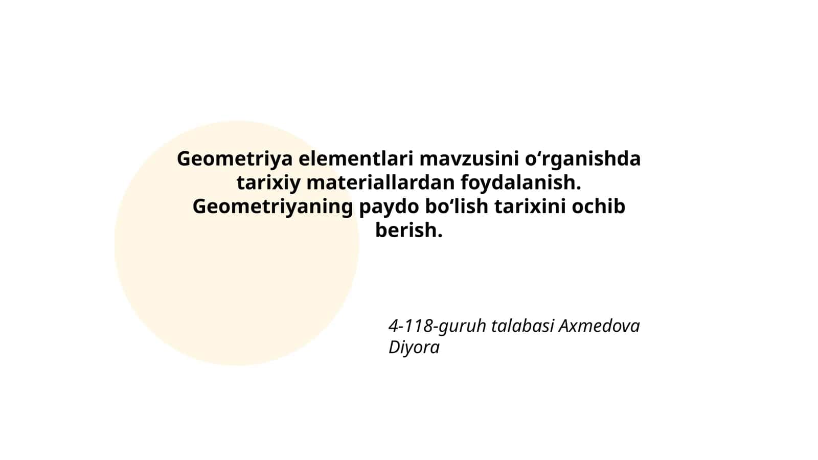 Geometriya elementlari mavzusini oʻrganish
