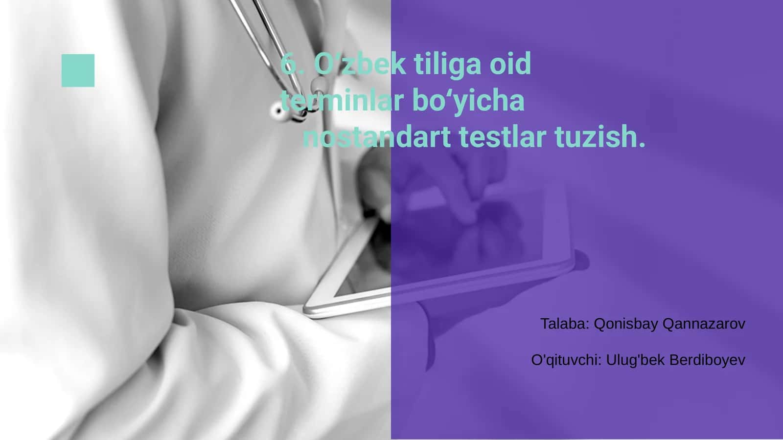 O‘zbek tiliga oid terminlar bo‘yicha Nostandart Testlar