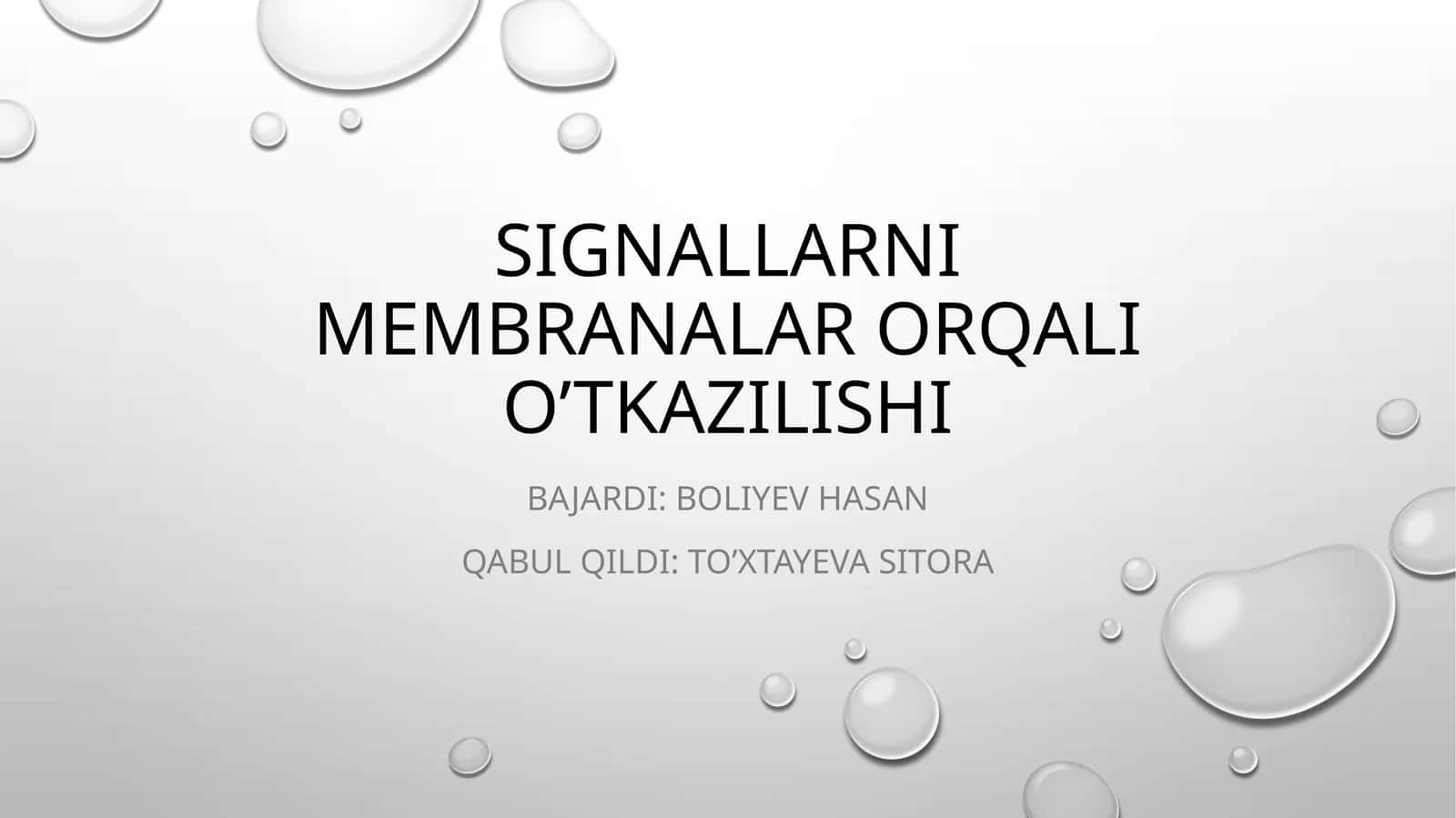 Signallarni membranalar orqali o’tkazilishi
