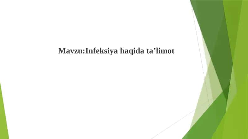 Infeksiya haqida ta'limot