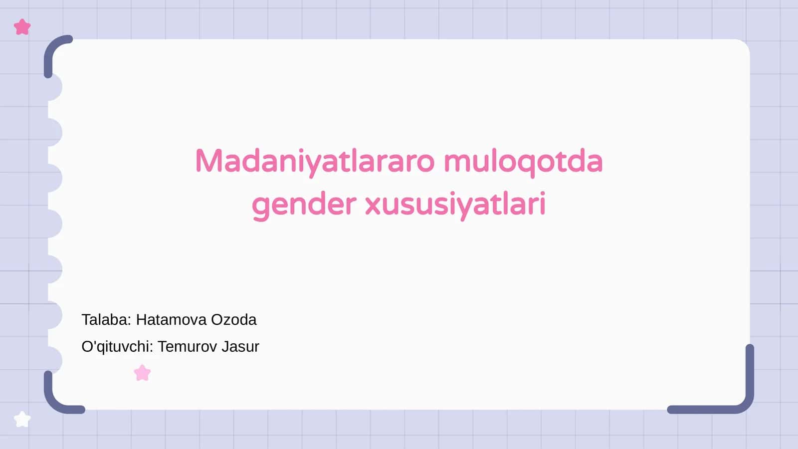 Madaniyatlararo muloqotda gender xususiyatlari