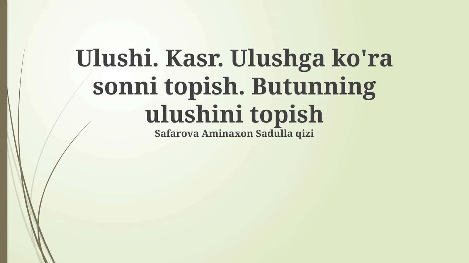 Murakkab misollar
