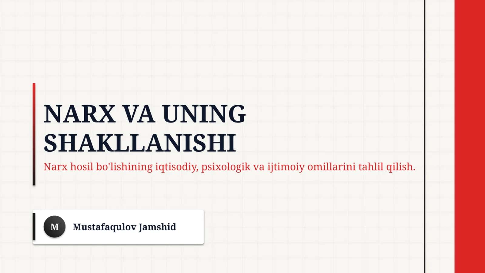 Narx va uning shakllanishi