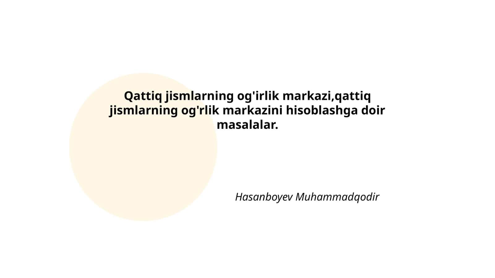 Qattiq jismlarning og'irlik markazi, qattiq jismlarning og'rlik markazini hisoblashga doir masalalar