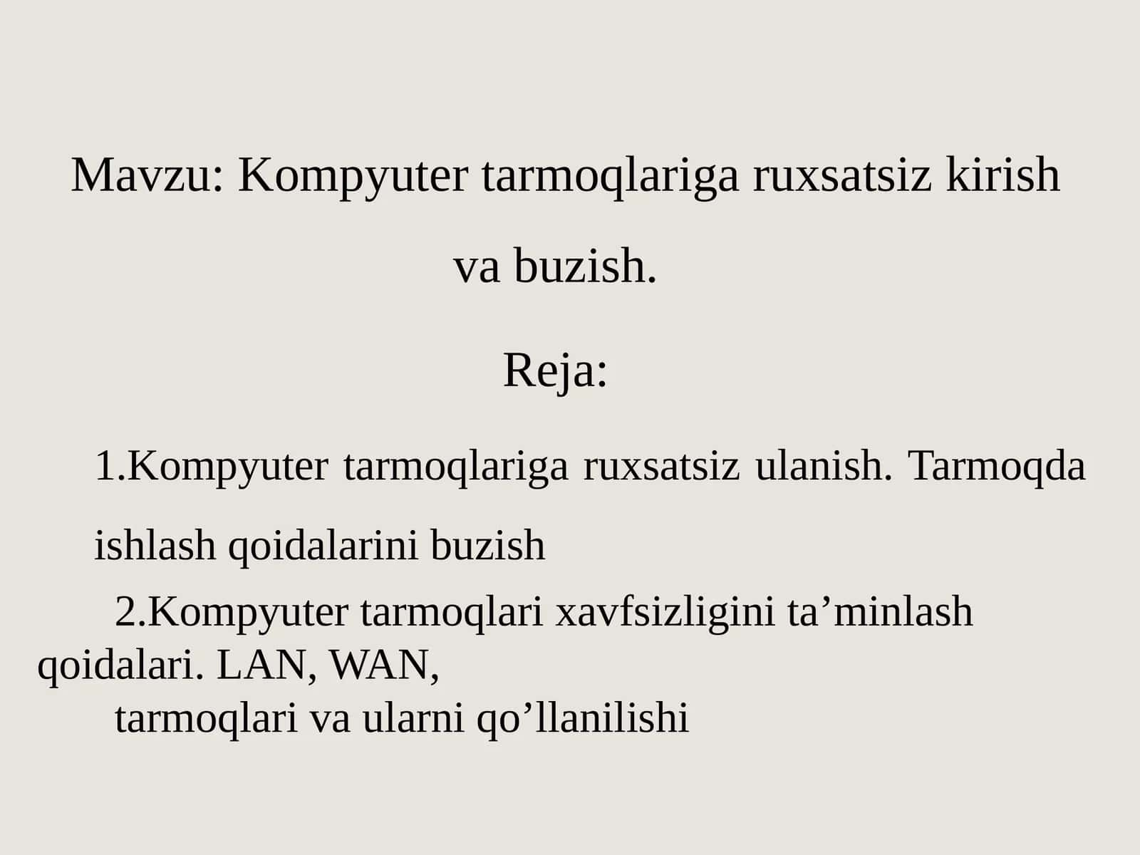 Kompyuter tarmoqlariga ruxsatsiz kirish va buzish