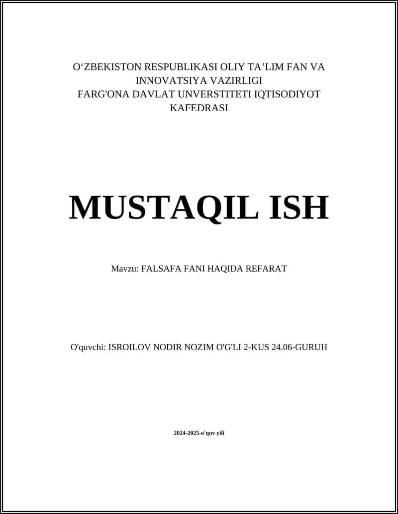 FALSAFA FANI HAQIDA REFARAT