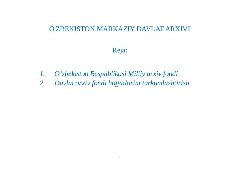 O’zbekiston Respublikasi Milliy arxiv fondi