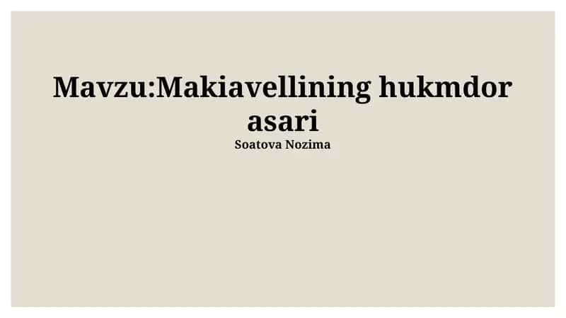 Makiavellining hukmdor asari