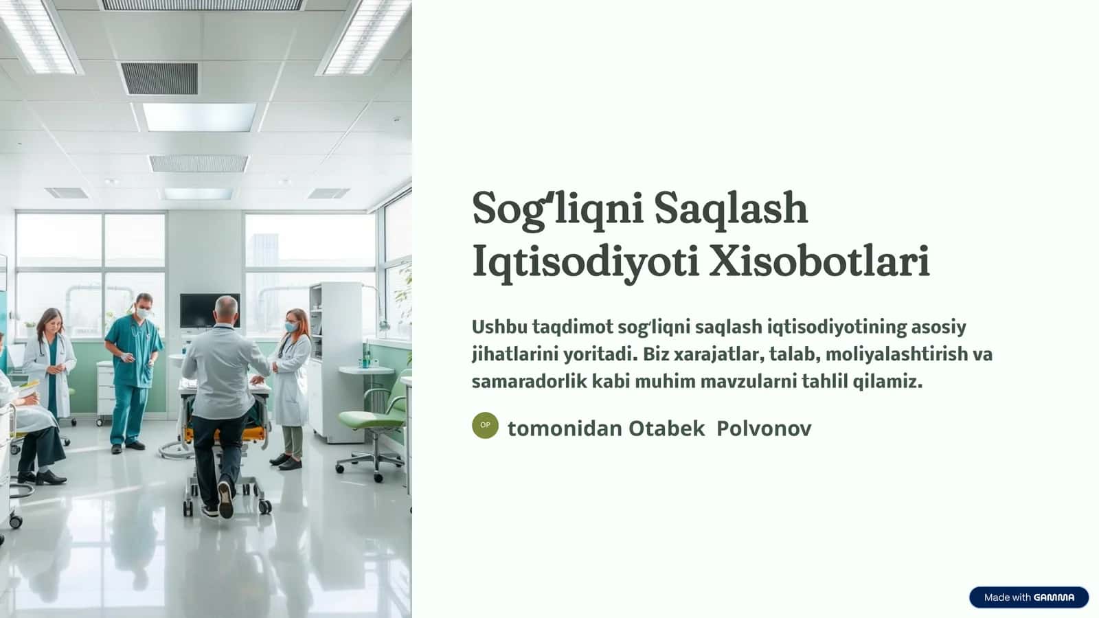 Sogʻliqni Saqlash Iqtisodiyoti Xisobotlari