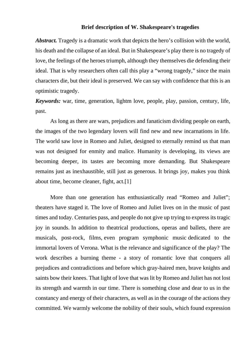 W. Shakespeare's Tragedies