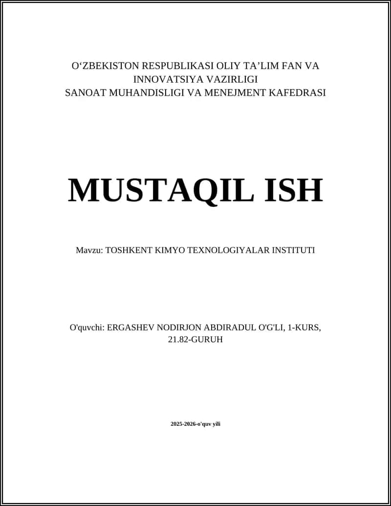 Toshkent Kimyo Texnologiyalar Instituti