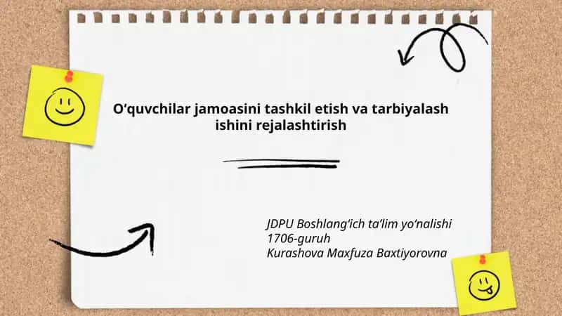Oʻquvchilar jamoasini tashkil etish va tarbiyalash ishini rejalashtirish