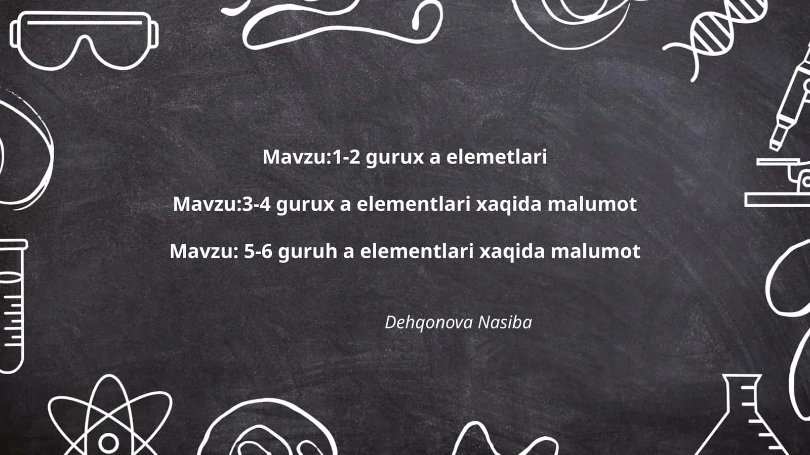1-guruh A elementlari kimyoviy xossalari