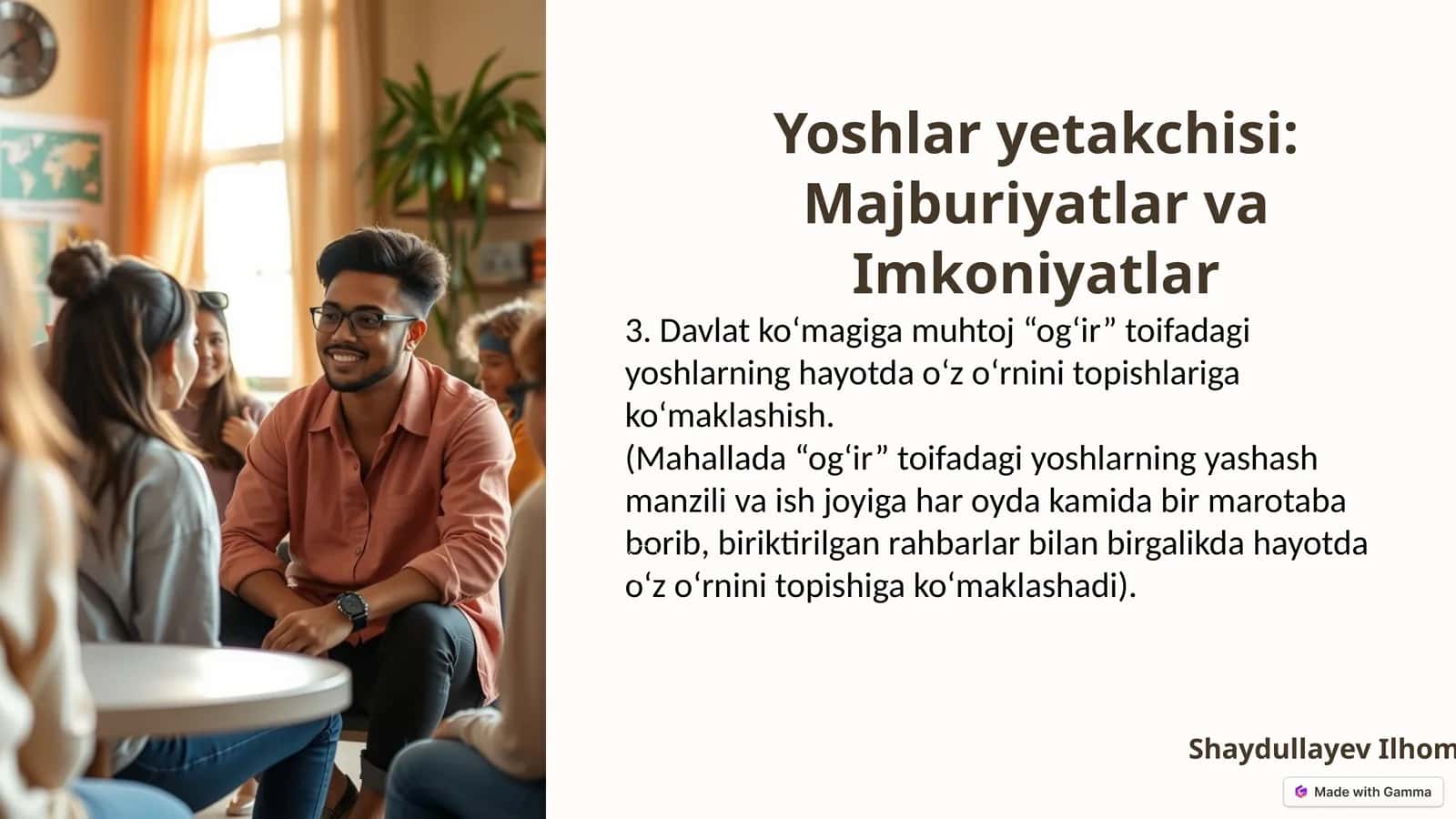 Yoshlar yetakchisi:MajburiyatlarvaImkoniyatlar