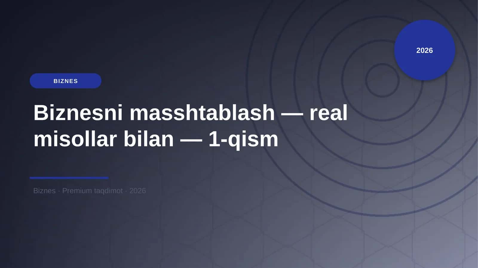 Biznesni masshtablash — real misollar bilan — 1-qism
