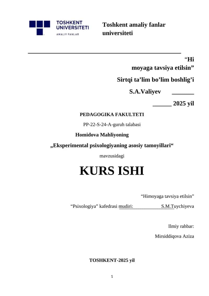 Eksperimental psixologiyaning asosiy tamoyillari