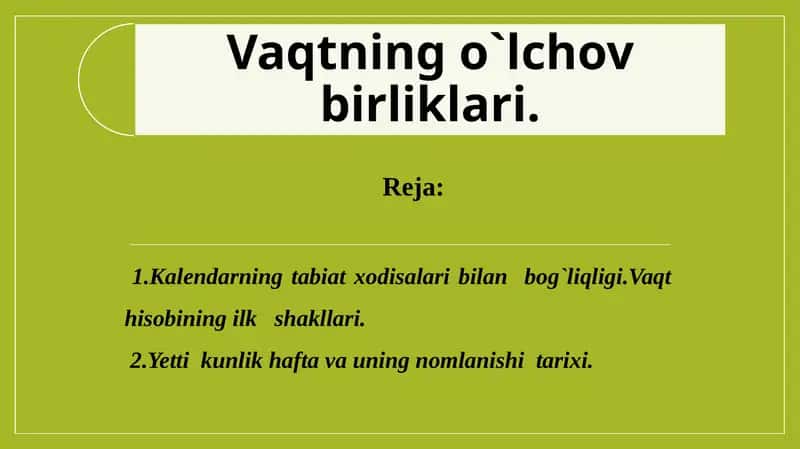 Vaqtning о`lchov birliklari